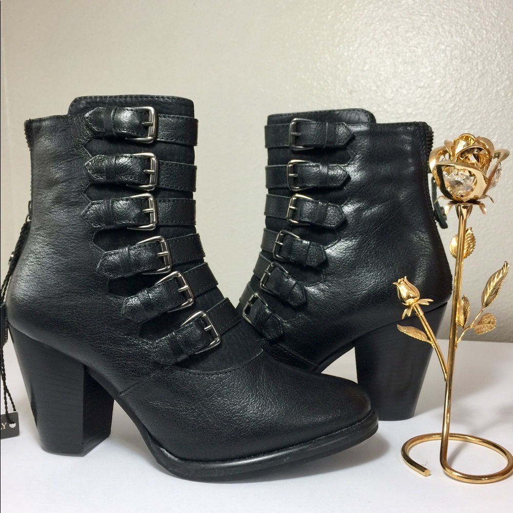 FABIANELLI Boots buckle Made in Italy Blk Sz 7/37